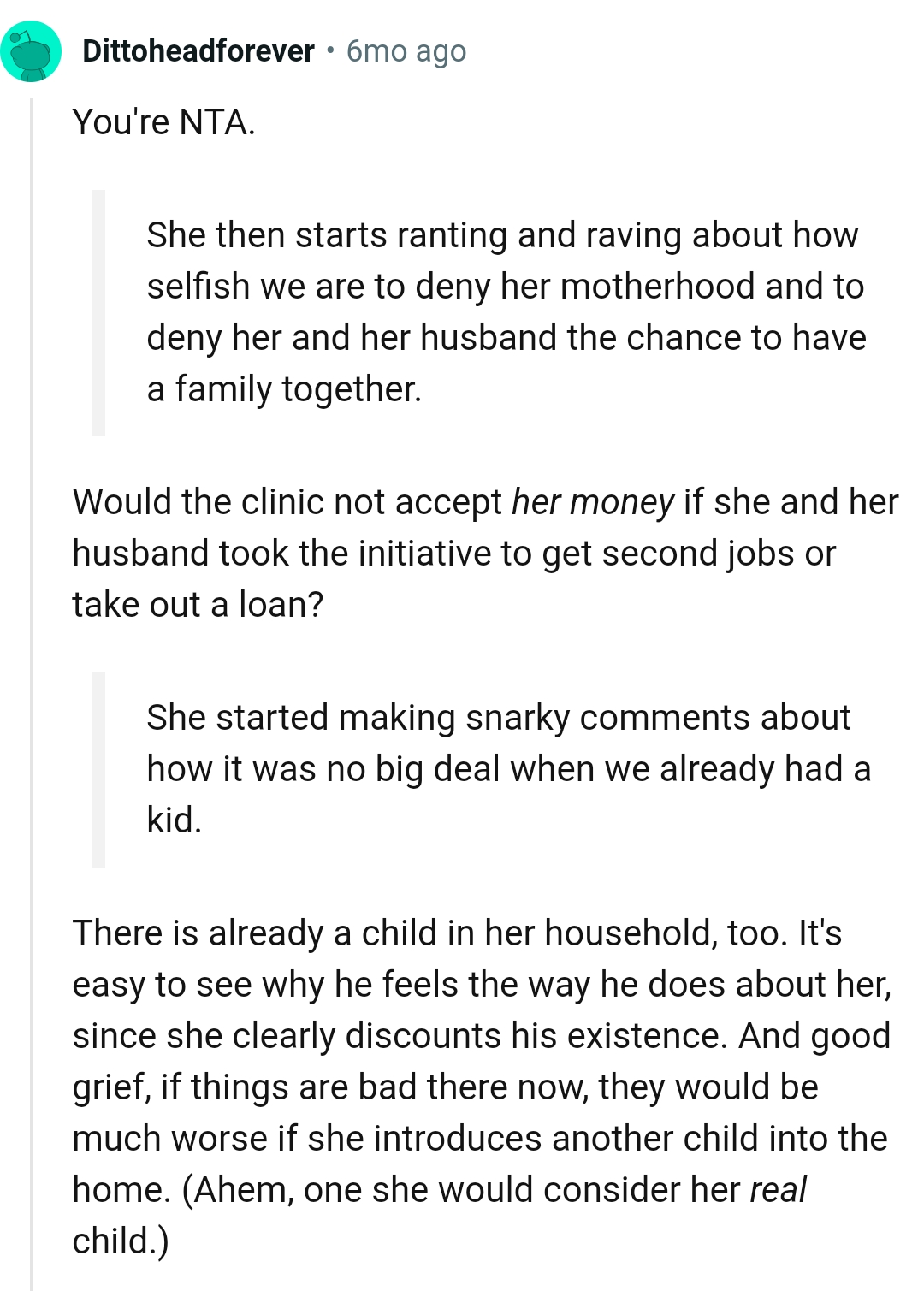 There's a child in the household already