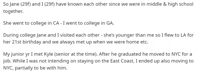 Here's where she begins the story by discussing the history between the three of them.