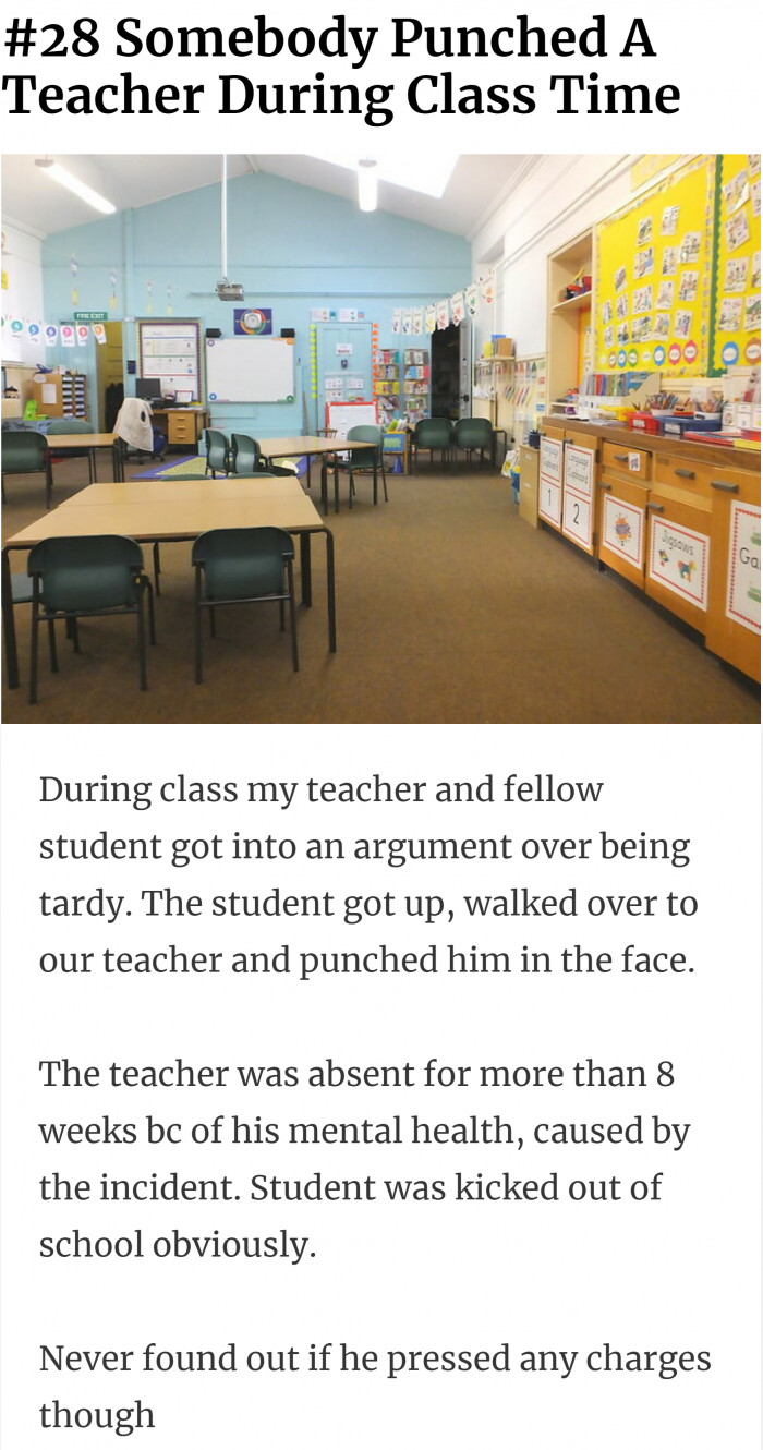 28. The student must have had severe anger issues.