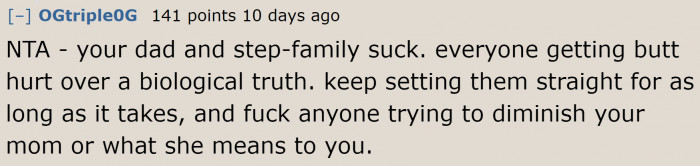 The biological truth doesn't need to hurt.