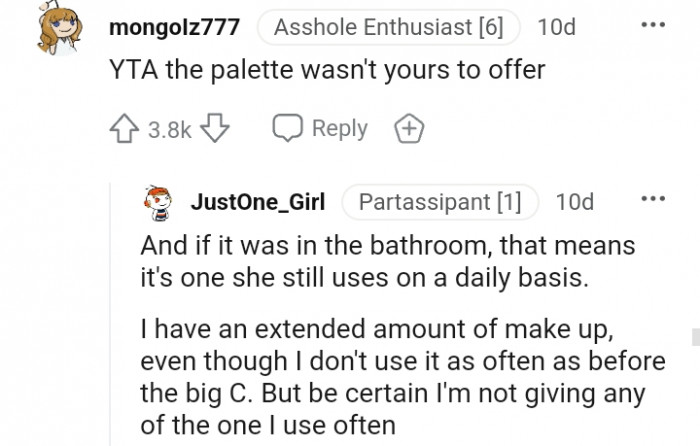 18. The palette wasn't yours to offer