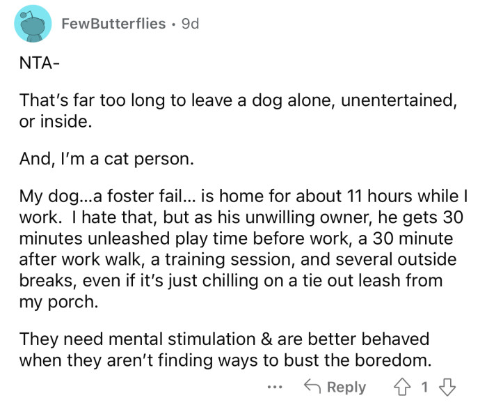 Dogs need mental stimulation, and OP's sister is not providing any of it.