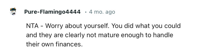 NTA - Worry About Yourself.