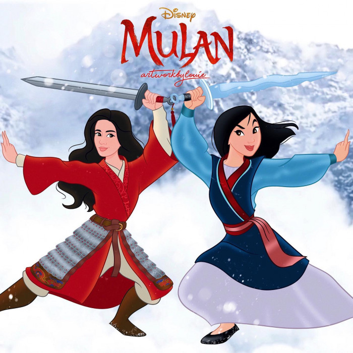 6. Mulan kept a lot of her features and her appearance. The hair in the live action is stunning, though.