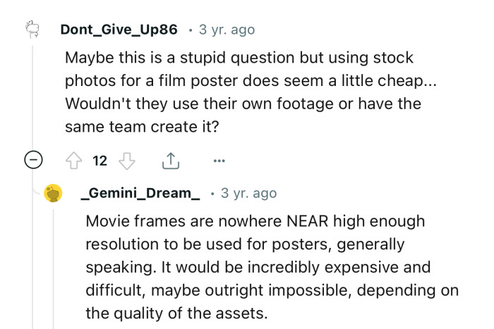 “Maybe this is a stupid question, but using stock photos for a film poster does seem a little cheap.”