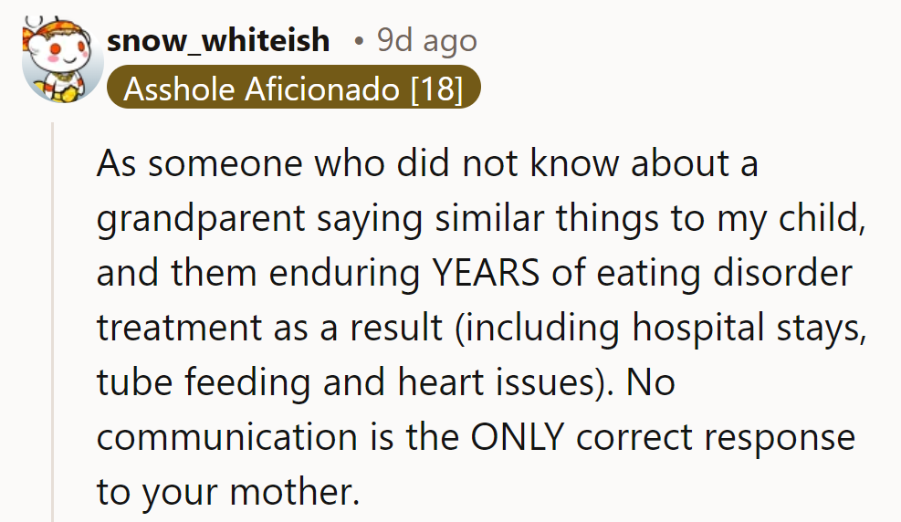 As someone who faced years of treatment due to similar comments, silence is the best response.