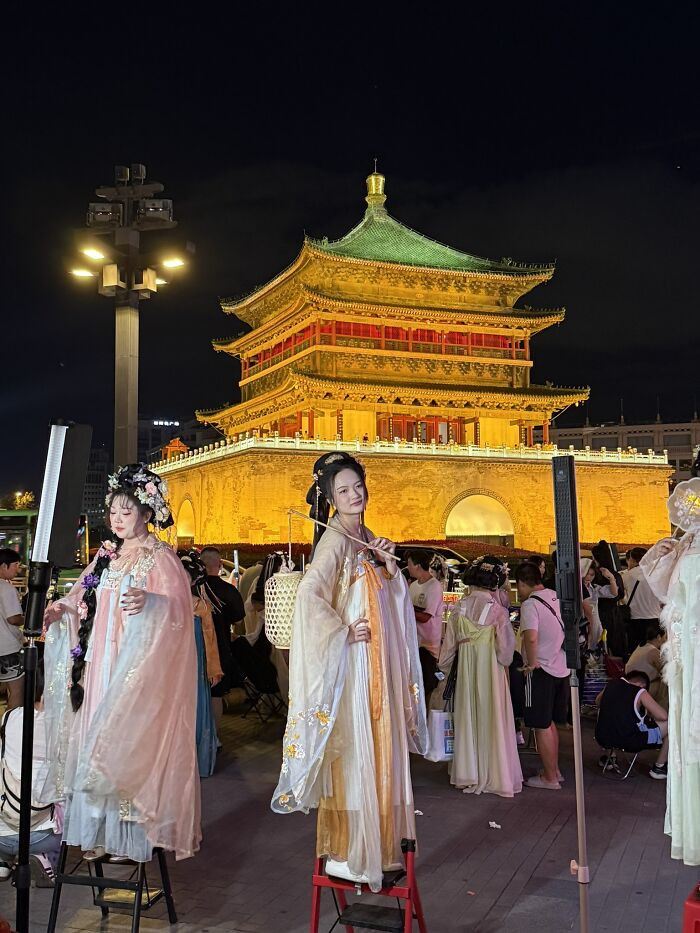 "Bell Tower Woman Posing, Xi'an"