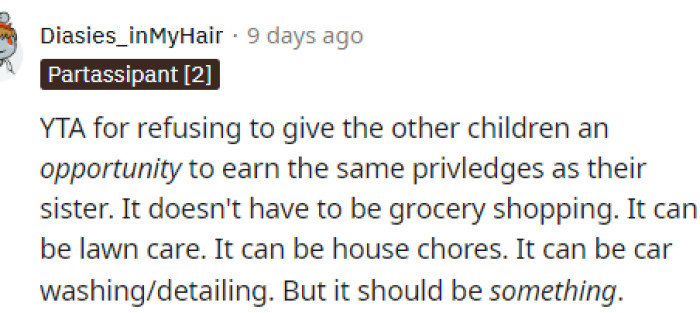 It seems like everyone is on the same page here, and it appears that OP is the antagonist for how she's acting in this situation and the unfairness of it all.