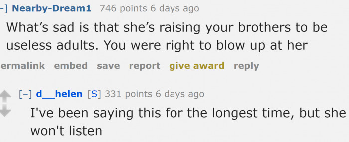 Wait till the mom regrets everything.