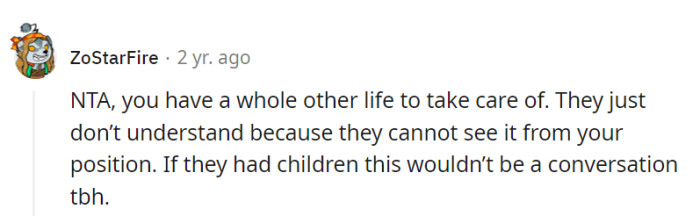 They don't get it because they haven't been in her shoes.