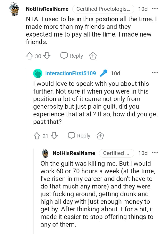 This Redditor's friends expected them to pay all the time
