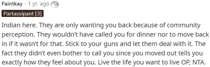 The lack of contact after moving out indicated their true feelings