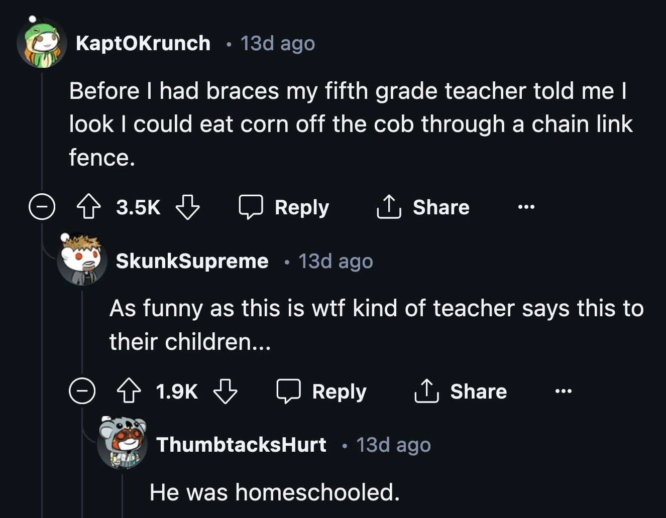 11. OP was suspiciously quiet about the claim that they were homeschooled.
