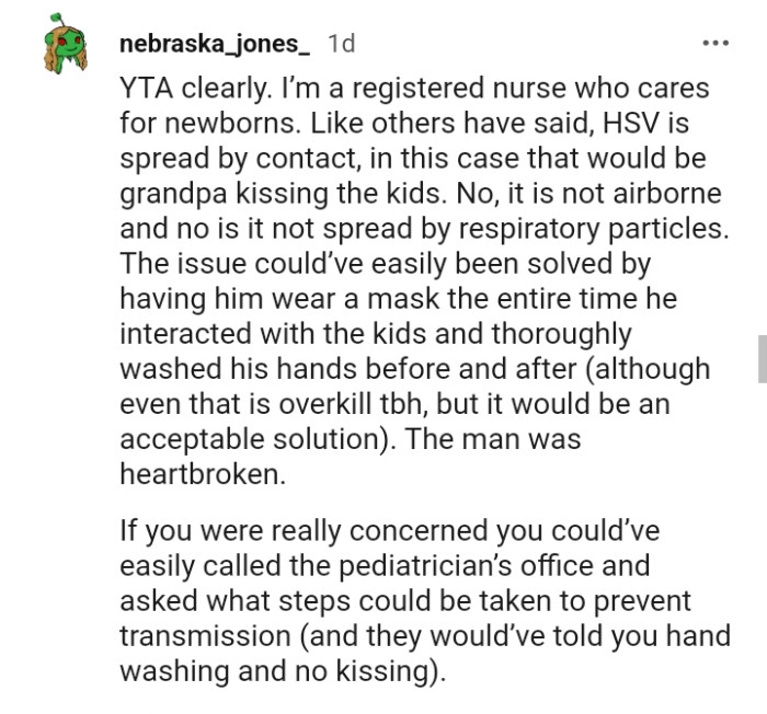 The issue could have been easily resolved if he wore a mask