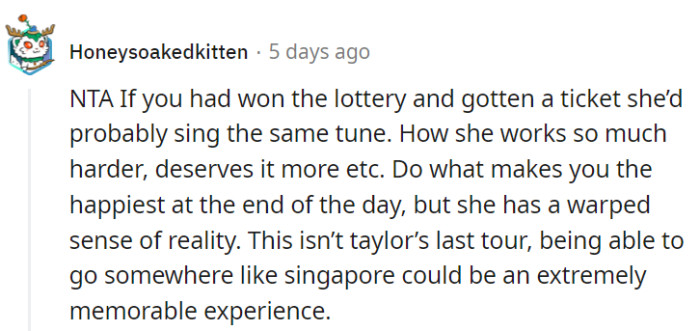 There's still a lot of time for her friend.