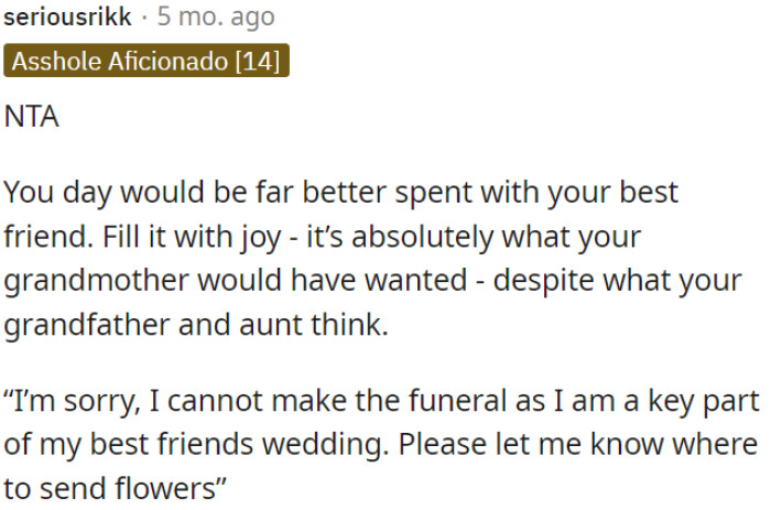 OP can politely decline attendance, offering to send flowers instead.