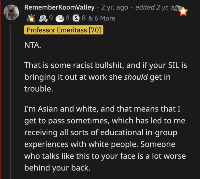 If this is what Sarah says in front of other people, what does she say when OP is not in the room?