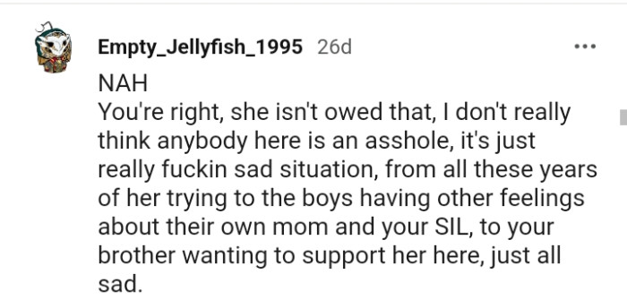 This Redditor believes no one is an AH in this story