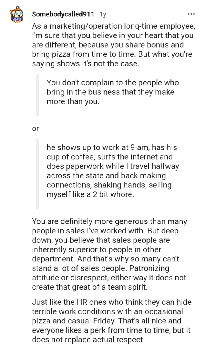 The OP shares bonus amongst other things