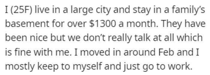 OP's renting out a family's basement and everything's been fine so far