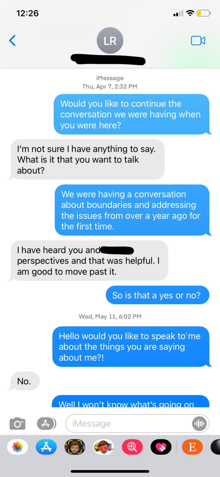 The first part of the conversation is after the baby was born, and the latter half is after the GF was accused of isolating OP from his mom.