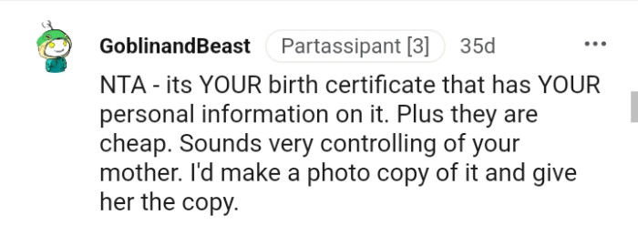 Sounds very controlling of the OP's mom