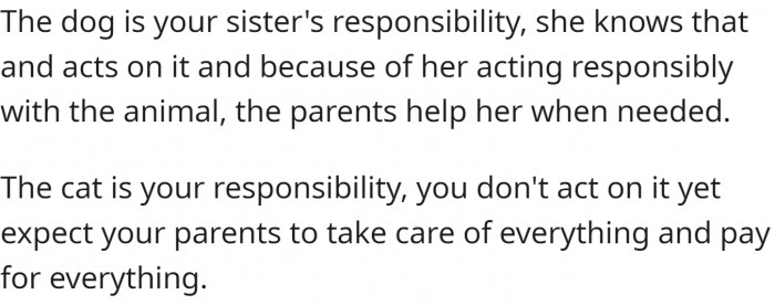 Her sister takes care of her responsibilities.