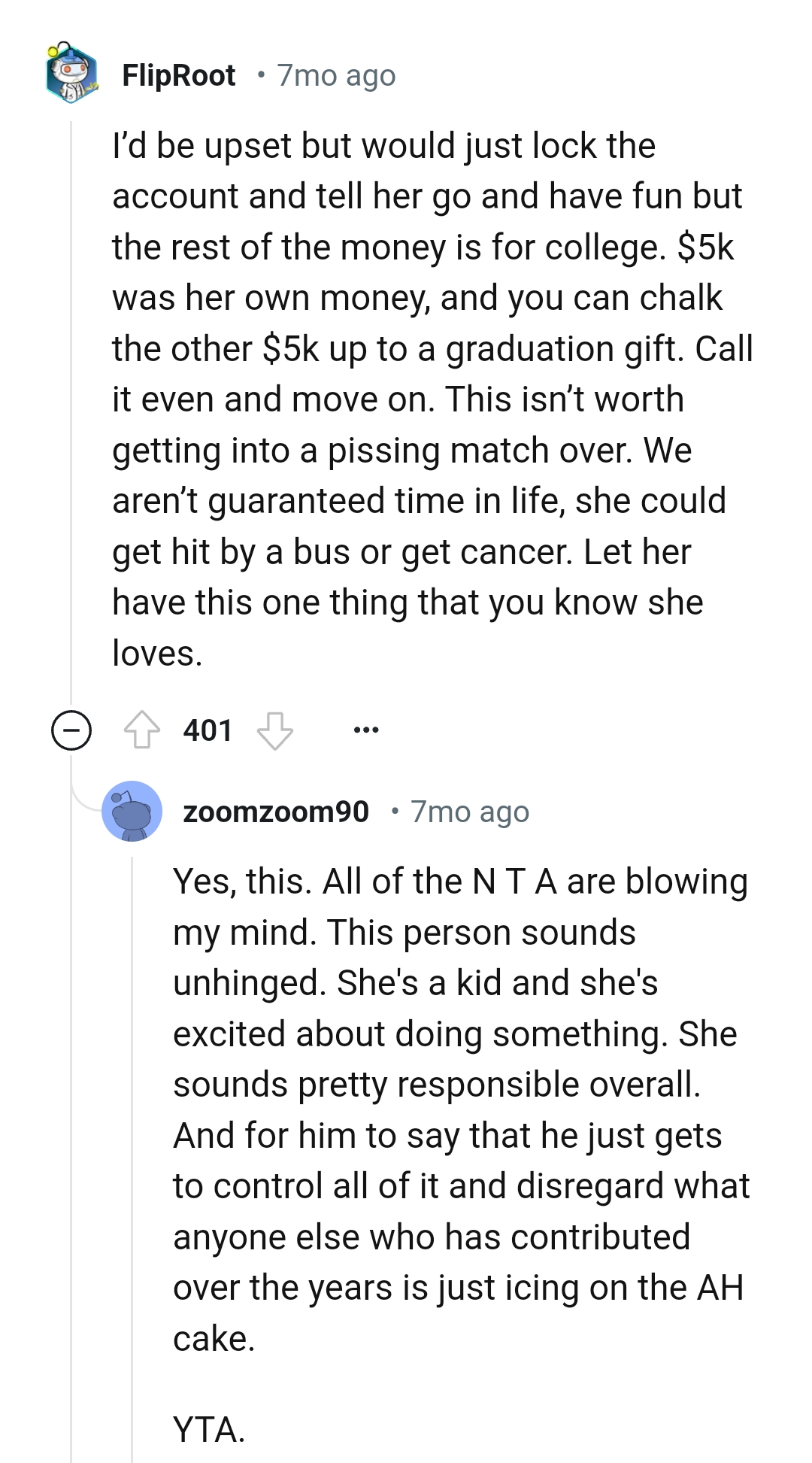 Letting her have this one thing