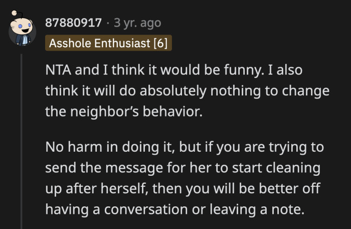 OP can write her neighbor a note to let her know about keeping their shared space pumpkin-free