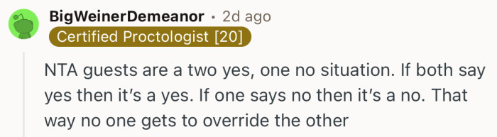“If both say yes then it’s a yes. If one says no then it’s a no.”