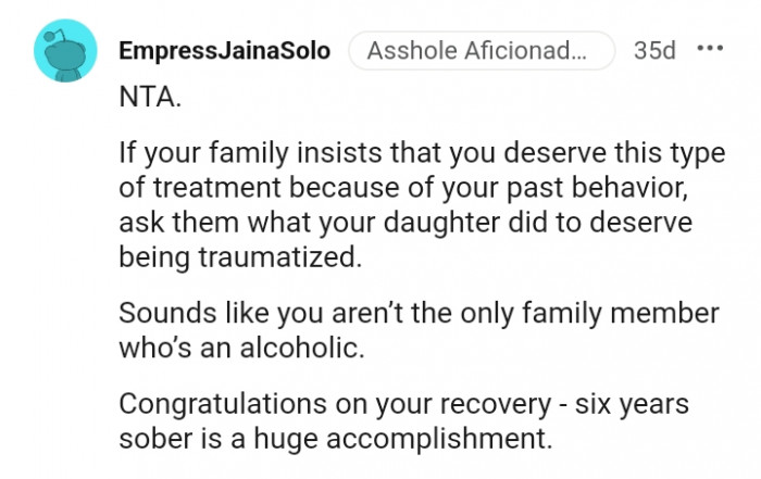 Six years sober is a huge accomplishment