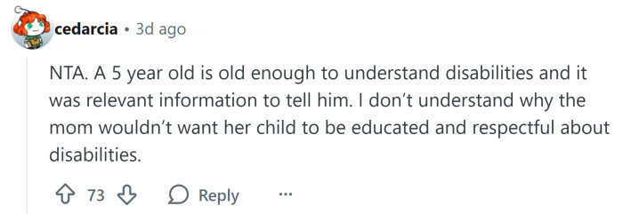 Five is old enough to understand.