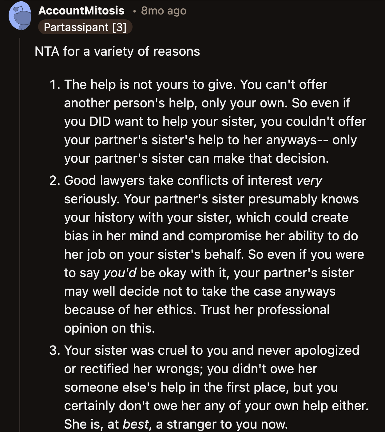 Besides, OP cannot strong-arm her sister-in-law into taking the case. What exactly do they expect OP to do anyway?