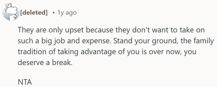 Someone finally says it out loud, that her need for rest matters just as much as everyone else’s comfort.