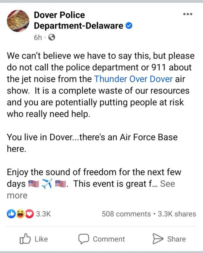 25. People called the emergency number to complain about the jet noise from the air show.