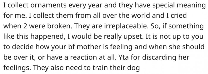 20. Her boyfriend's mother can react however she deems fit.