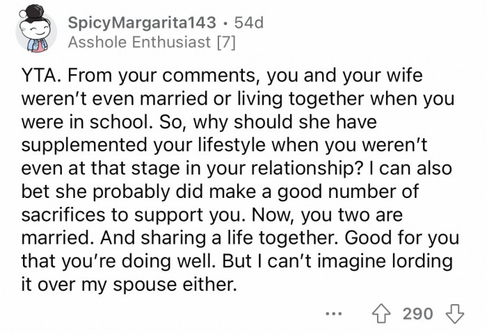 5. Isn't being in a relationship about supporting and having each other's back?