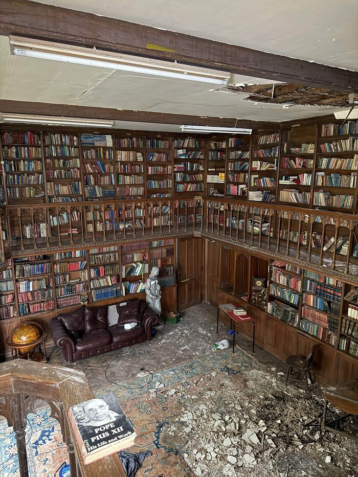 "We Found The Most Amazing Abandoned Library While Exploring An Abandoned Convent"