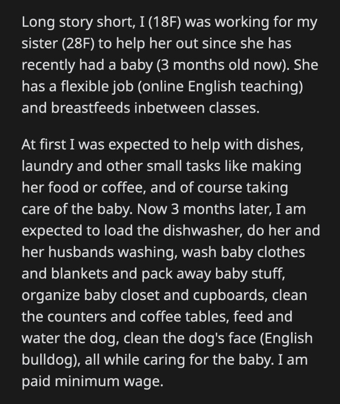 OP finally snapped after her sister asked her to clean their couch. Their dog smeared poop on it, so her sister wants OP to wipe the mess.