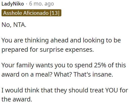 OP's family should treat him.