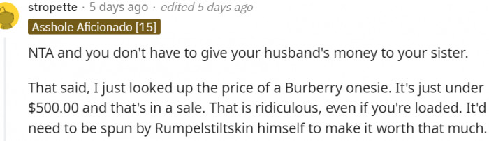 15. You don't have to give your husband's money to your sister
