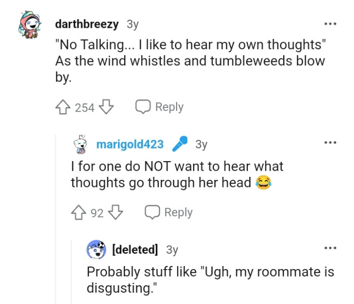 This person would like to hear their own thoughts