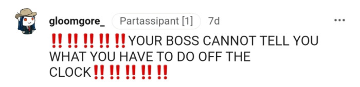 Boss at work, not the boss of my life