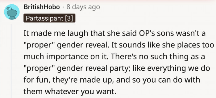 OP’s sister speaks as if she’s the one who made up the rules for gender reveals.