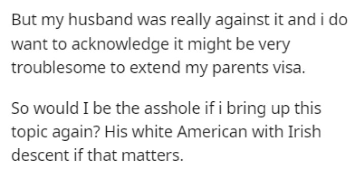 OP is left wondering if it would be wrong for her to bring up the topic again