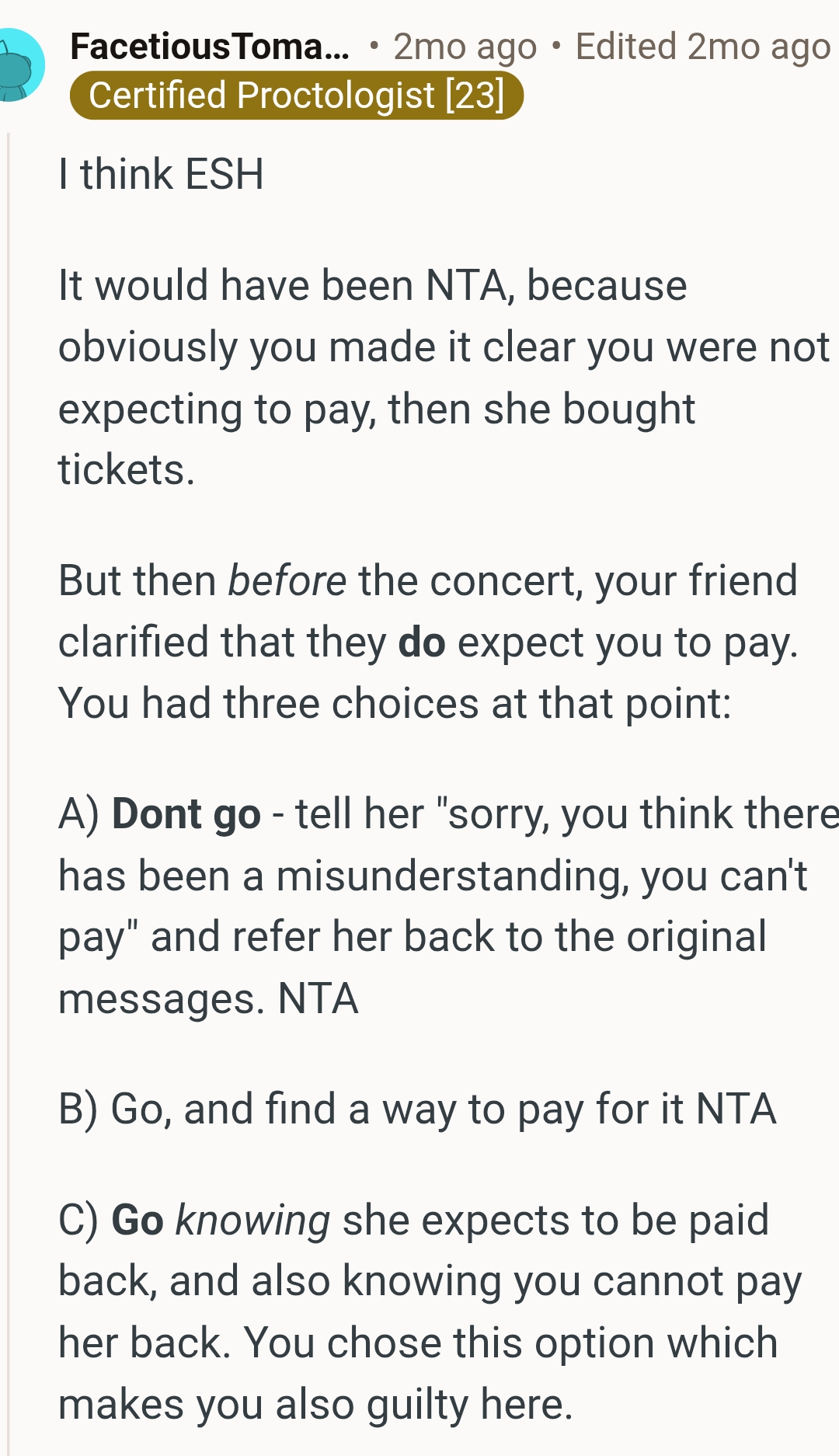 The OP made it clear from the start