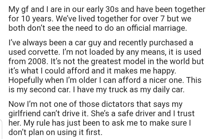 OP has one rule about his car: 