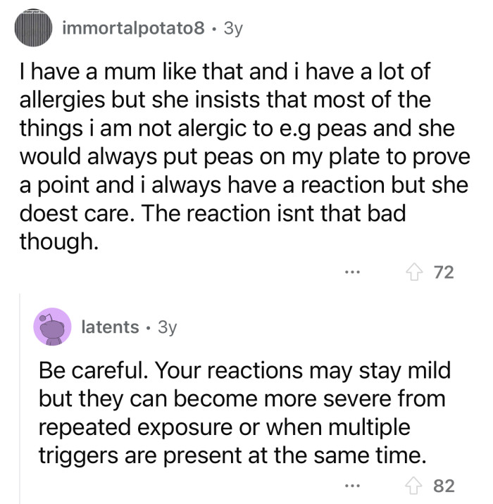 Reactions can start mild and get more severe with time.