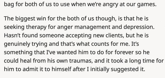 They still had a punching bag for both of them, and the progress with her husband doesn't stop in the things he was already doing