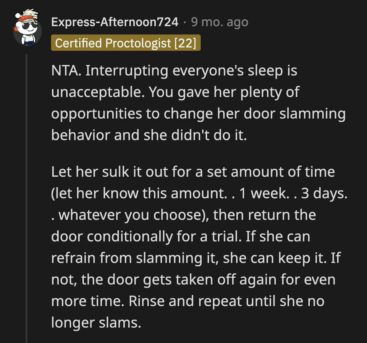 OP estimated that her daughter would sulk for two to three days before she came to her senses and apologized.